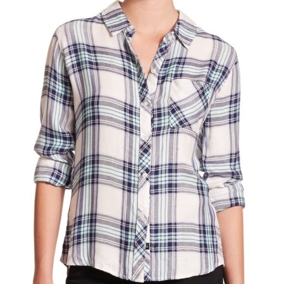 Rails Tops - Rails Hunter Plaid Flannel Button Down Shirt Blue